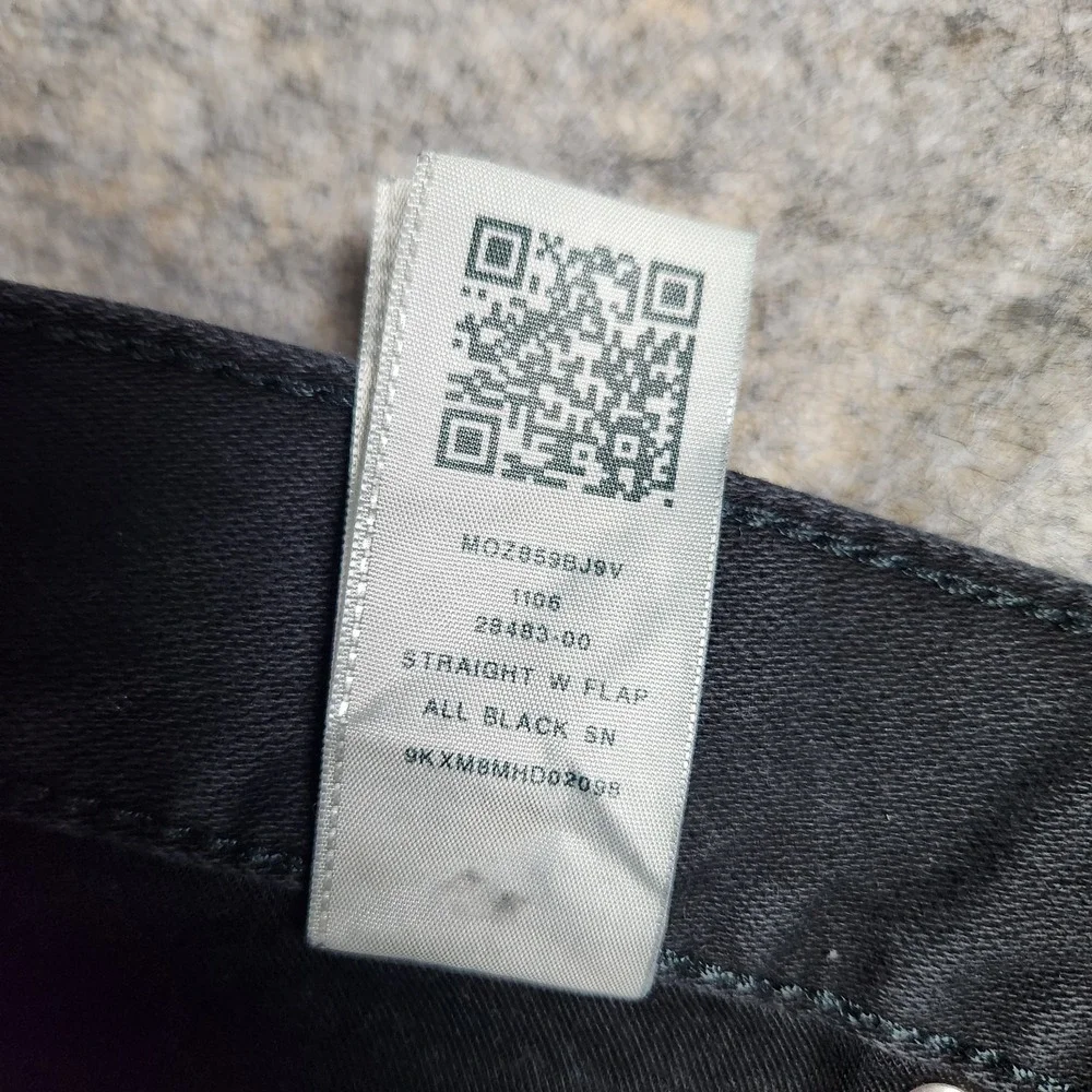 True Religion Straight Jeans Men 33x33 Black Denim Flap Embroidered Grunge Punk